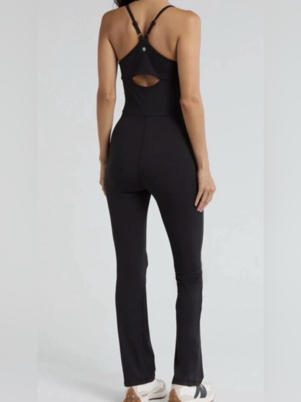 Zella flex flare leg Racerback keyhole spaghetti strap jumpsuit..Medium